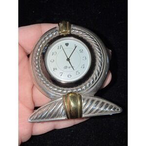 Brighton Desk Clock Collectible Silver and Gold Tone Needs Battery. 5487